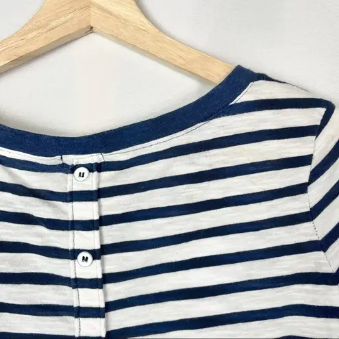 Splendid  Navy Blue & White Button Back Cerine Long Sleeve T-Shirt S