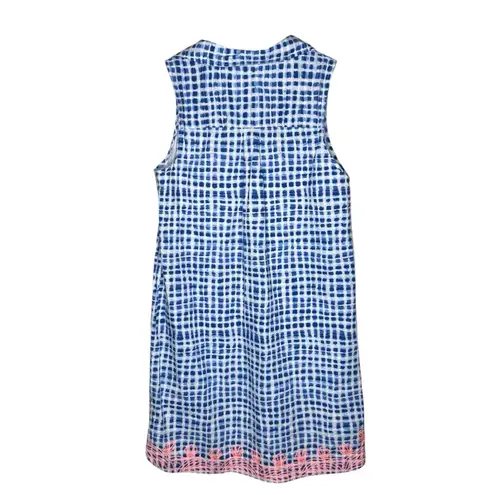 Tori Richard Size 4 Embroidered Cotton Collared Surplice Neck Sleeveless Dress Blue