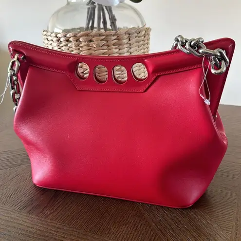 Alexander McQueen The Small Peak Leather Shoulder Bag, brand new Red,$3600