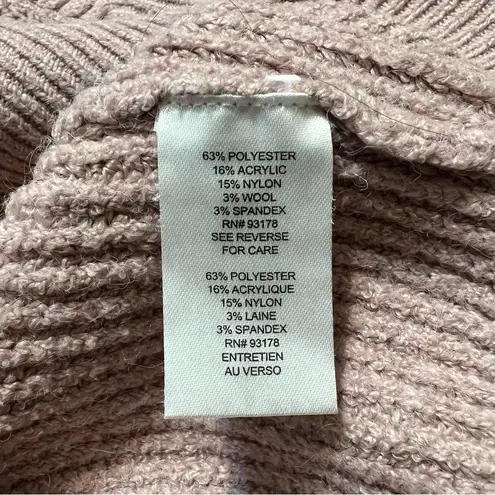 Tahari  Ribbed Cable Knit Crewneck Sweater Light Pink M