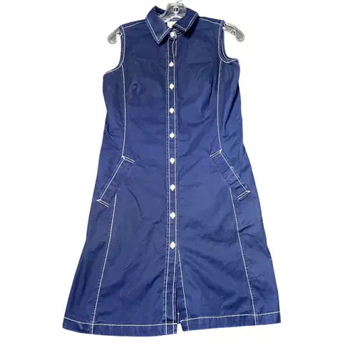 Isaac Mizrahi for Target Dress Womens Small Blue Sleeveless Button Up Collar