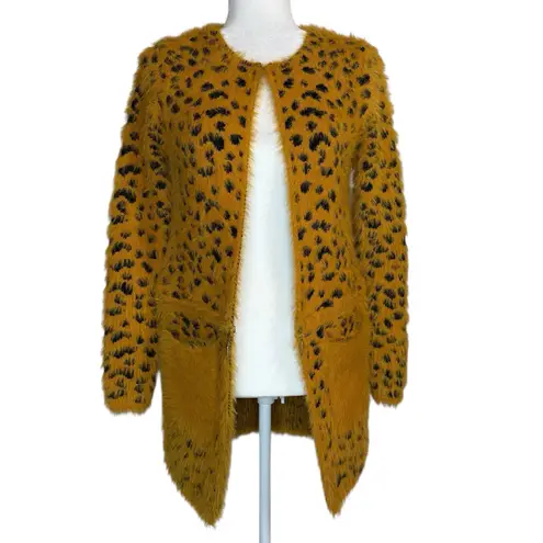 Kamana Convertible Cheetah Cardigan Sweater S Long Sleeve Fuzzy Cozy Pockets