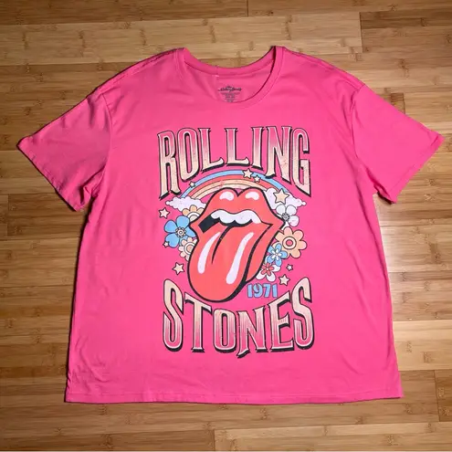 The Rolling Stones UK Tour 1971 Music Pink Casual Graphic T-Shirt,Womens|Sz:XXL