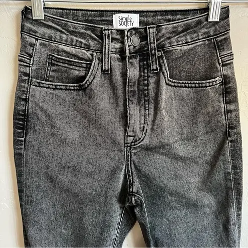 Simple Society Washed Black High Rise Mom Raw Hem Denim Jeans