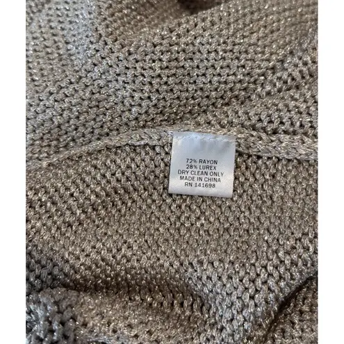 Ramy Brook Womens Cardigan Gold Lurex Waterfall Open Front Knit Sweater Small