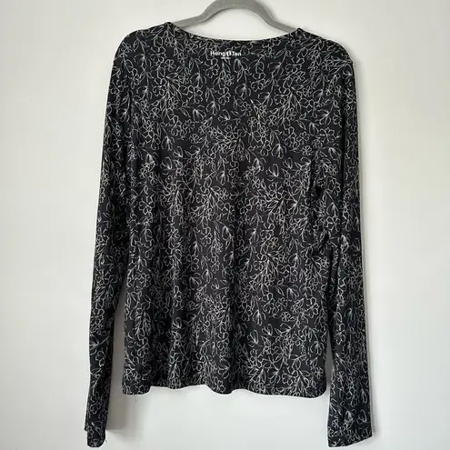 Hang Ten UPF 50+ long sleeve swim outdoors shirt black floral print size large