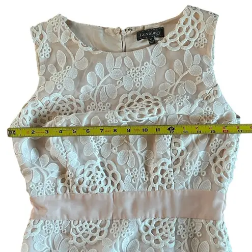 Luxology | White Floral Lace/Blush Pink Fitted Cocktail Dress sz 10