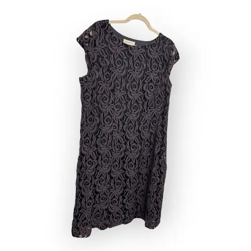 Coldwater Creek Black Lace Floral Dress Romantic Whimsigoth Sz 16