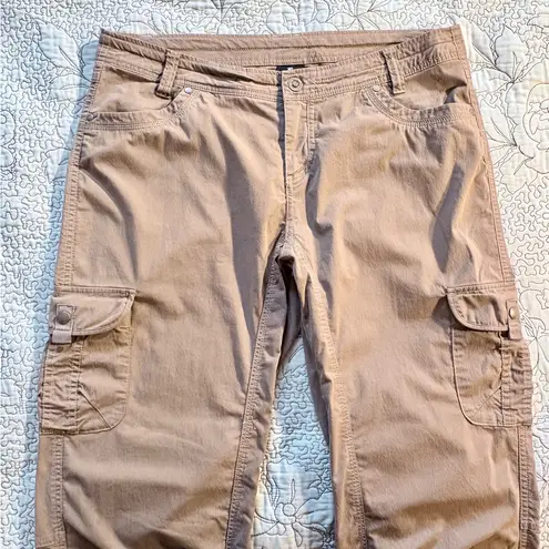 Kuhl Legendary Women’s Tan Roll-Up Snap Cargo Hiking Outdoor Pants – Size 14🧡