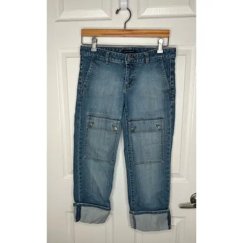 Banana Republic Vintage Y2K 2000s  Cuffed Cropped Jean Capris Pockets Size 4