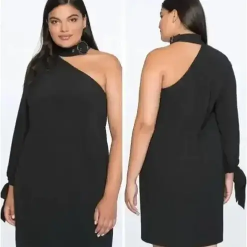 Eloquii New! Black One Shoulder Dress with Buckle Detail, women's plus size 26