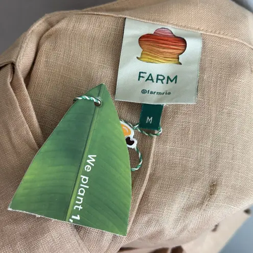 Farm Rio Shorts Womens Medium Beige Tailored Linen Belted High Rise Summer NEW