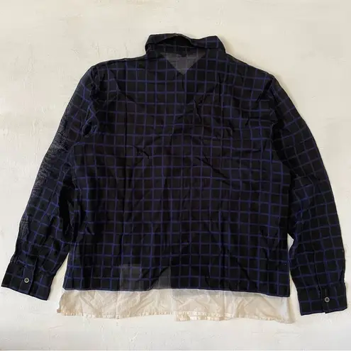 Dries Van Noten Womens Transparent Checkered Plaid 100% Cotton Shirt Size 44