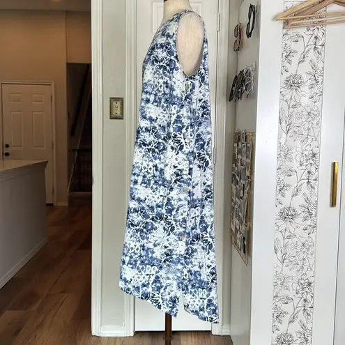 Habitat linen side button dress twilight sleeveless dress