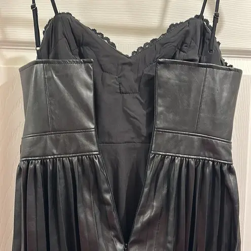 EXPRESS NWT  Faux Leather and Lace Pleated Dress