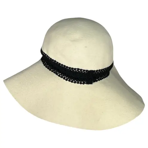 Mallory Saks Fifth Avenue Vintage Cream Wide Brim Sun Hat Women's One Size