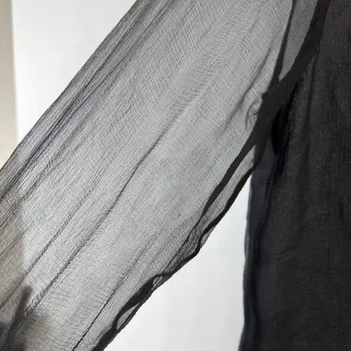 Chloé Chloe Size S 4 Blouse Black Semi Sheer Button Up Metallic Copper Sequin Collar