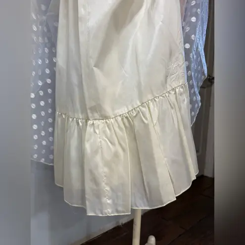1950s Warren Petites Ivory Polka Dot Tulle Illusion Dress Tea Length Size 6 White