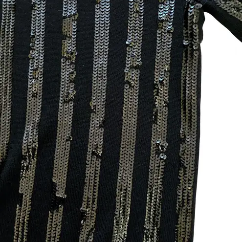 Calypso St. Barth Black Sequin Stripe Monroe Wool Blend Boatneck Sweater Dress