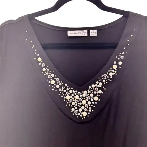 Susan Graver Womans Embelished Tank Size 2x LIquid Knit Elegant Timeless Stretch