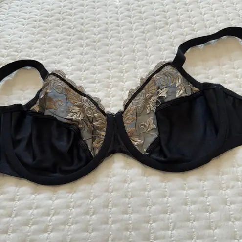 Soma 40C Underwire Bra Black Champagne Gold Embroidery Lace Unlined Size undefined