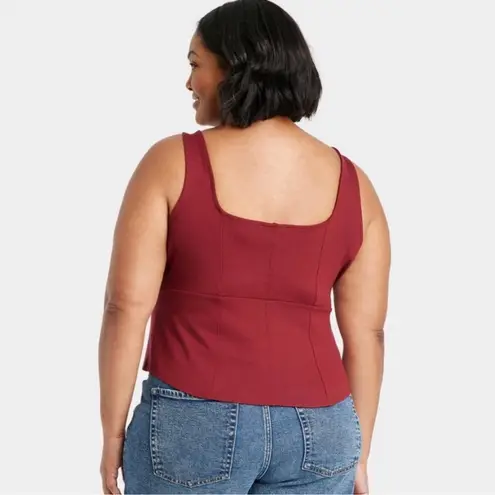 Ava & Viv 3X Women's Knit Corset Tank Top - Burgundy