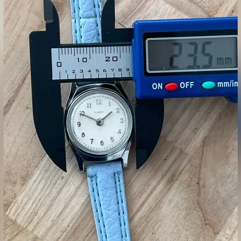 Timex Ladies Watch Vintage Mechanical Winding New Blue Strap White Round Dial