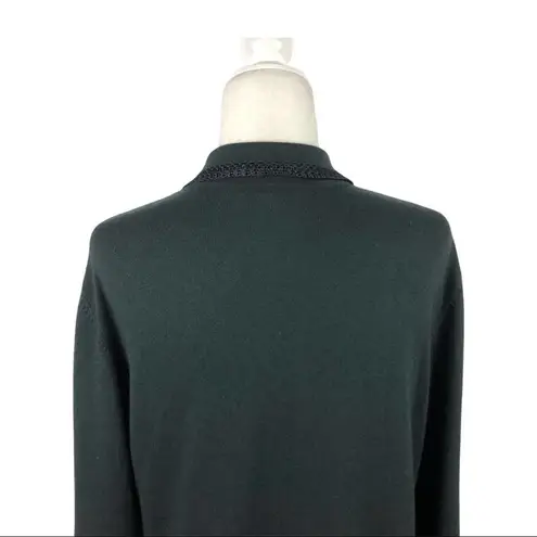 Etcetera Black Knit Silk/Cashmere blend Granny Cardigan with Crochet Trim XL - Image 5