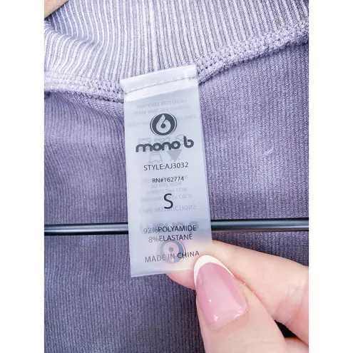 Mono B Women's Purple Raglan Athletic Cropped Long Sleeve Double Zip Sweater