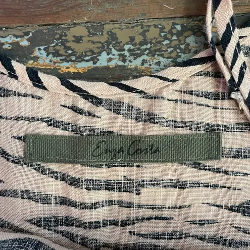 Enza Costa Linen Strappy Animal Print Jumpsuit