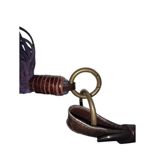 Berge Purple Suede Shoulder Bag Tassel Accent Italy Leather Boho Style