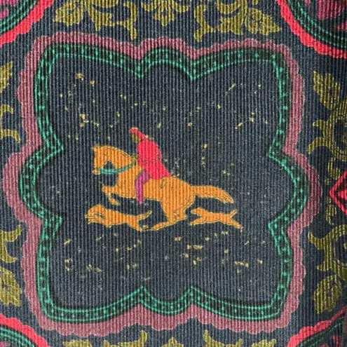 Vintage 90s Karen Scott Collections Navy Blue Equestrian Horse Bit Print Jacket Size 18