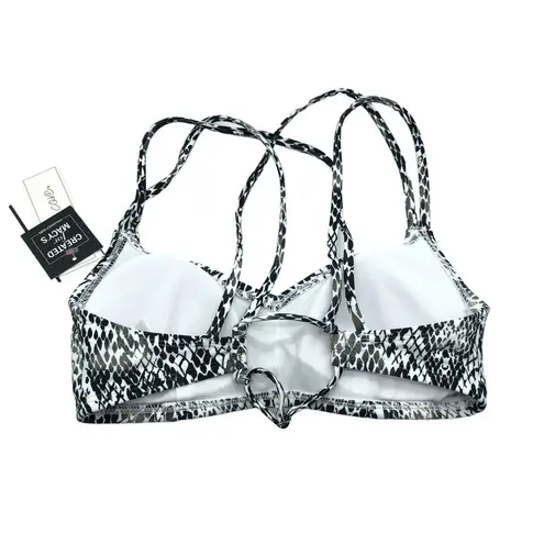 Salt + Cove Juniors' Simple Scale Strappy Bralette Bikini Top Black White M Size undefined