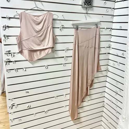 NBD NWT  Myla Asymmetric Blouse Top & High Rise Midi Skirt Set Mauve Women's XS - Image 9