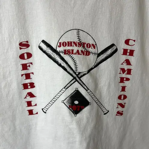 Vintage 90s Softball Champions T Shirt White XL Extra Large Single Stitch Sports