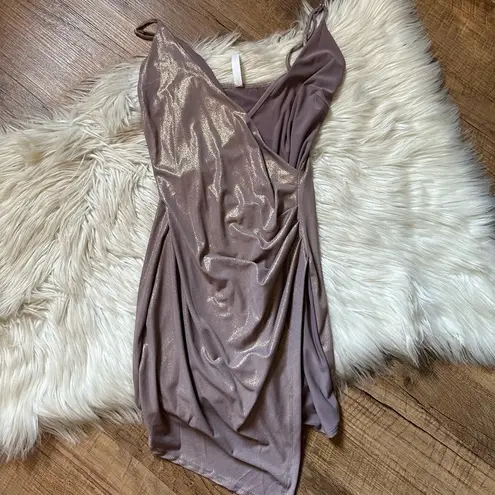 Lucy in the Sky  Kloe Asymmetrical Dress In Taupe Gold - Image 3