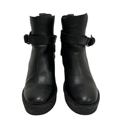 Pierre Hardy Leather Platform Wedge Boots Size 36 Black Ankle Booties Chunky 6US