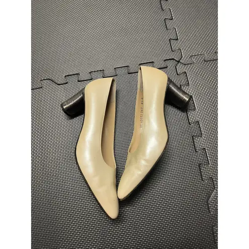 Salvatore Ferragamo  Womens Nude Pumps Corkscrew Heel Unique Size‎ 8.5