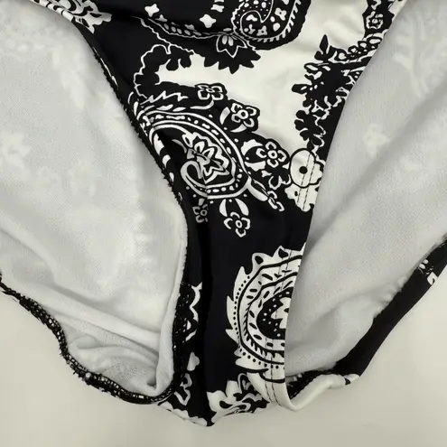 Lauren Ralph Lauren Bikini Bottoms SZ12 Swim NWT Deauville Paisley Hipster B&W Black Size 12