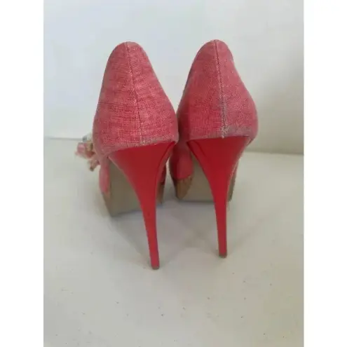 Women's Diva Lounge Pink Floral Platform 6” High Heels Size 8.5 EUC!