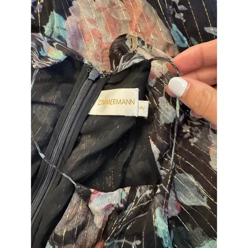 Zimmermann Zimmerman Master Flute Dress in Black and Floral Size 2