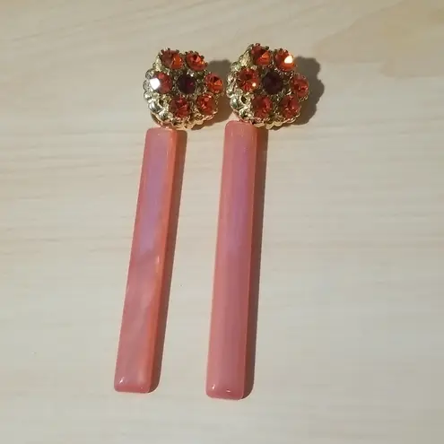 Rachel Comey Mission Acrylic Matchstick Drop Earrings Rhinestone Clutter ~ NWOT