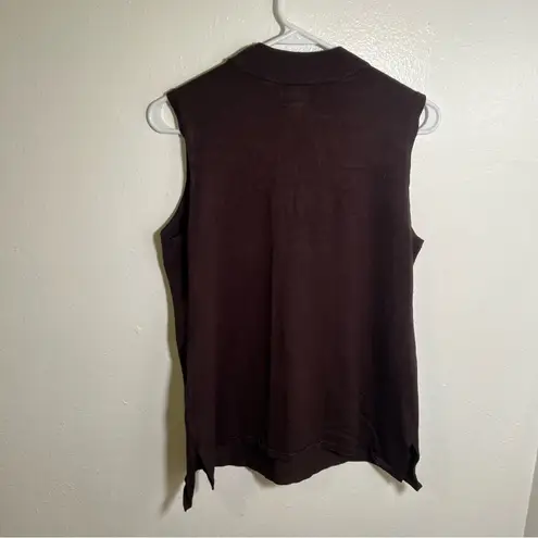 JM Collection Sleeveless Sweater Chocolate Brown PL