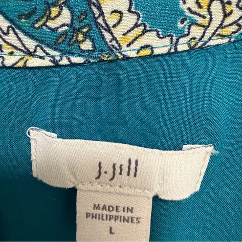 J. Jill Tiered Maxi Dress Light Oceanside Lovely Paisley Floral Teal Dress Large Green