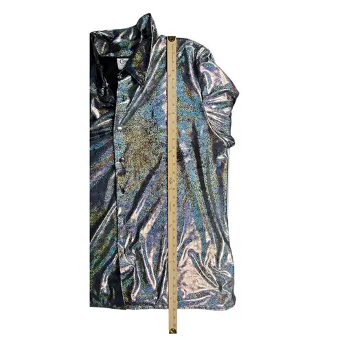 Charades Top 3X Disco Dance Party Shiny Hologram Retro Silver Halloween Cosplay