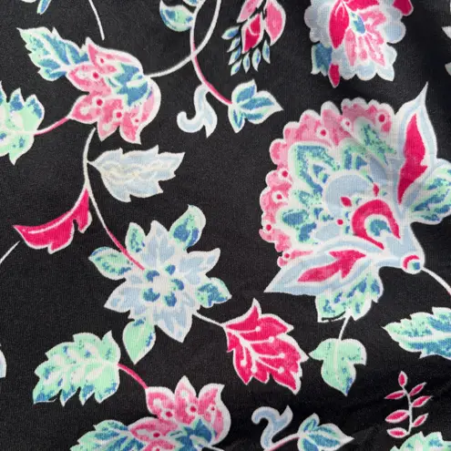 kim rogers Black Floral Quarter Button Blouse