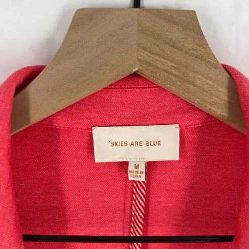 Skies Are Blue  Blazer Jacket Womens M Heather Coral Pink Notch Lapel Open Front thumbnail 3