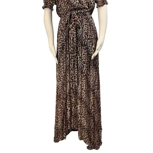 Bec & Bridge Animal Print Flowy Wrap Front Maxi Dress Size 4