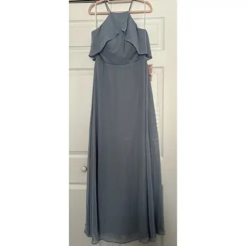 Birdy Grey Jules Chiffon Maxi Formal Bridesmaid Prom Dress Dusty Blue Size L