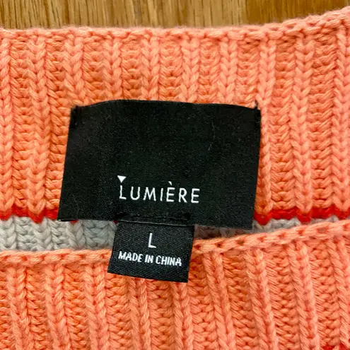 Lumiere Orange Striped Slouchy Knit Sweater Womens Large